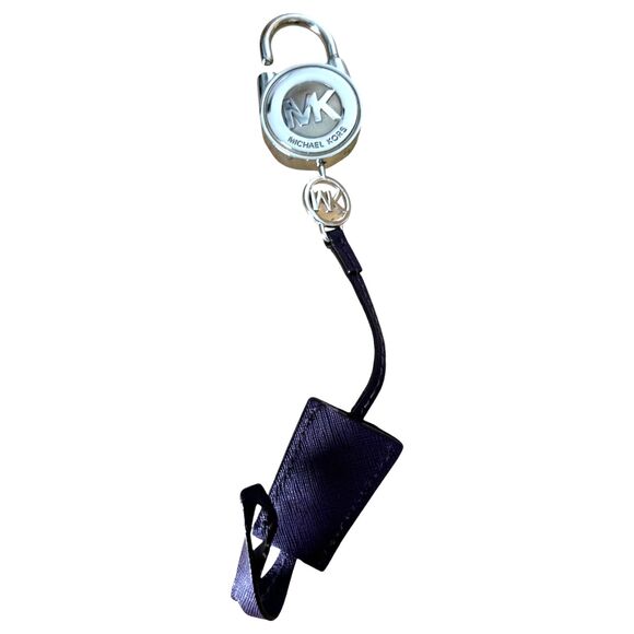 Michael Kors Accessories - Michael Kors MK Silver Charm Fob Lock Key Leather Loop Bag Charm Purple